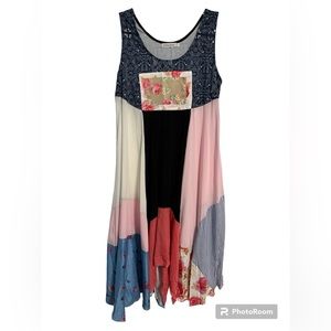 MISSLOOK Boho Sleeveless Dress. Size Medium. Patchwork Color.